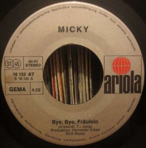 Cover Micky (3) - Bye, Bye Fraeulein / Primitive Love (7, Single) Schallplatten Ankauf