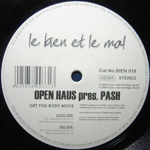 Cover Open Haus Presents Pash* - Get Your Body Move (12) Schallplatten Ankauf