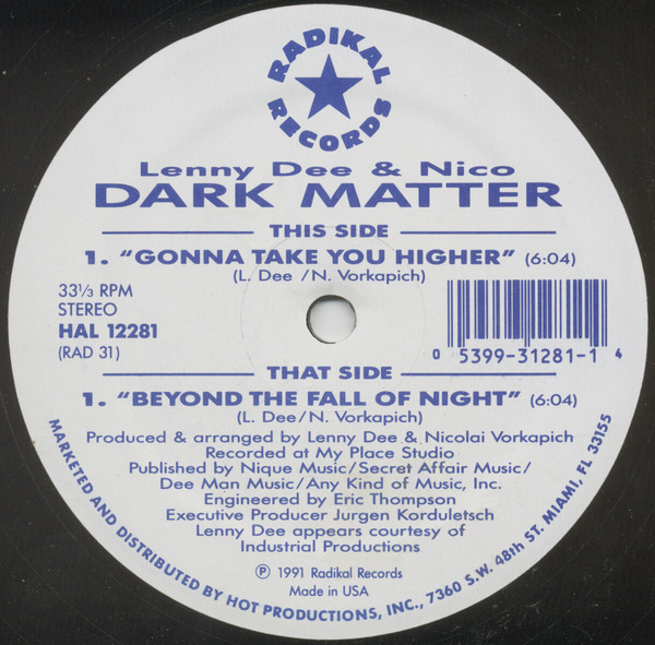 Cover Lenny Dee & Nico - Dark Matter (12) Schallplatten Ankauf