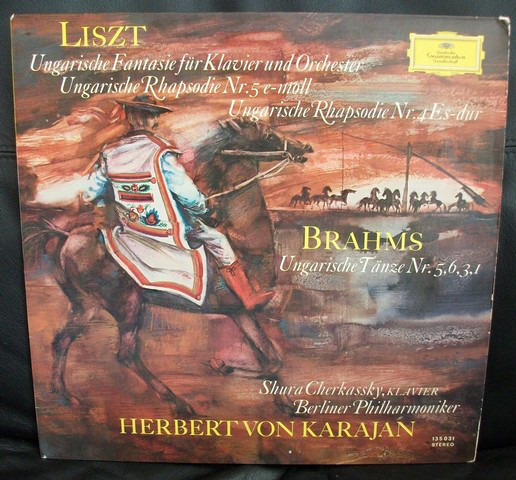 Bild Liszt* / Brahms* - Herbert von Karajan, Berliner Philharmoniker, Shura Cherkassky - Ungarische Fantasie Für Klavier Und Orchester; Ungarische Rhapsodie Nr. 5 E-Moll; Ungarische Rhapsodie Nr. 4 Es-Dur; Ungarische Tänze Nr. 5, 6, 3, 1 (LP, Comp) Schallplatten Ankauf