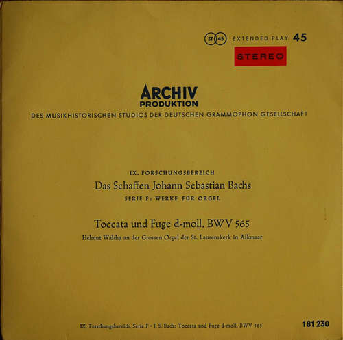 Bild Helmut Walcha - Toccata Und Fuge D-Moll, BWV 565 (7) Schallplatten Ankauf