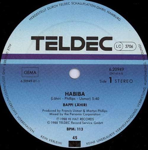 Cover Bappi Lähiri* - Habiba (12) Schallplatten Ankauf