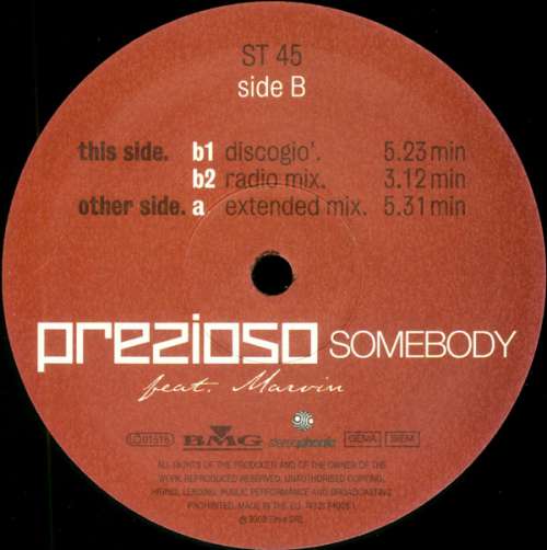 Cover Prezioso Feat. Marvin - Somebody (12) Schallplatten Ankauf