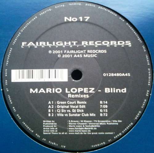Cover Mario Lopez - Blind (Remixes) (12) Schallplatten Ankauf