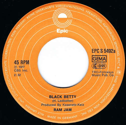 Bild Ram Jam - Black Betty (7, Single) Schallplatten Ankauf