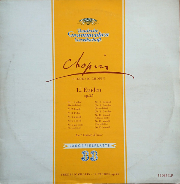 Cover Frederic Chopin*, Kurt Leimer - 12 Etüden Op. 25 (10, Mono) Schallplatten Ankauf