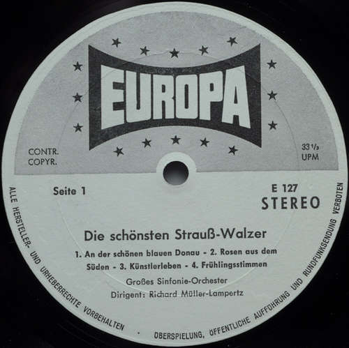 Cover Großes Sinfonie-Orchester Dirigent Richard Müller-Lampertz - Die Schönsten Strauß-Walzer (LP, Gre) Schallplatten Ankauf