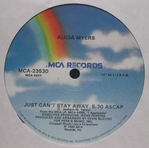 Cover Alicia Myers - Just Can't Stay Away / Appreciation (12) Schallplatten Ankauf