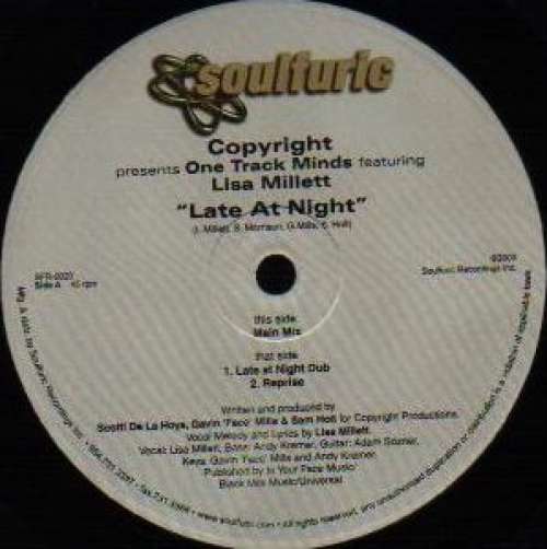 Cover Copyright Presents One Track Minds Featuring Lisa Millett - Late At Night (12) Schallplatten Ankauf