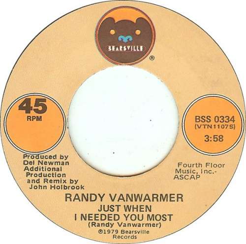 Cover Randy Vanwarmer - Just When I Needed You Most / Your Light (7, Single, Jac) Schallplatten Ankauf