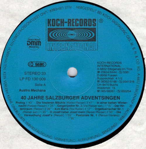 Cover Tobias Reiser - 40 Jahre Salzburger Adventsingen: ''A Liacht Is Aufkemma'' (2xLP, Album) Schallplatten Ankauf