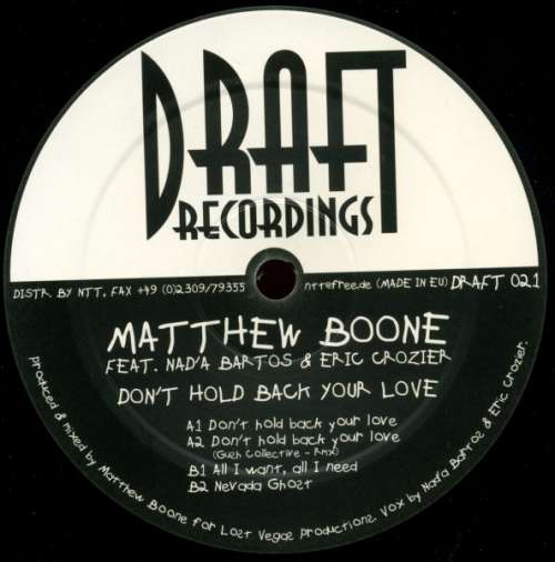 Cover Matthew Boone Feat. Nad'a Bartos* & Eric Crozier - Don't Hold Back Your Love (12) Schallplatten Ankauf