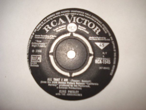 Cover Elvis Presley With The Jordanaires - All That I Am (7, Single) Schallplatten Ankauf