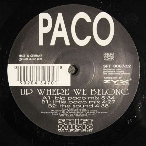 Cover Paco - Up Where We Belong (12) Schallplatten Ankauf