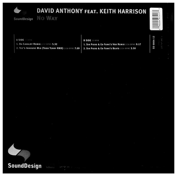 Cover David Anthony Feat. Keith Harrison (2) - No Way (12) Schallplatten Ankauf