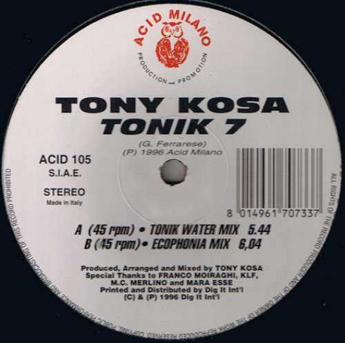 Bild Tony Kosa - Tonik 7 (12) Schallplatten Ankauf