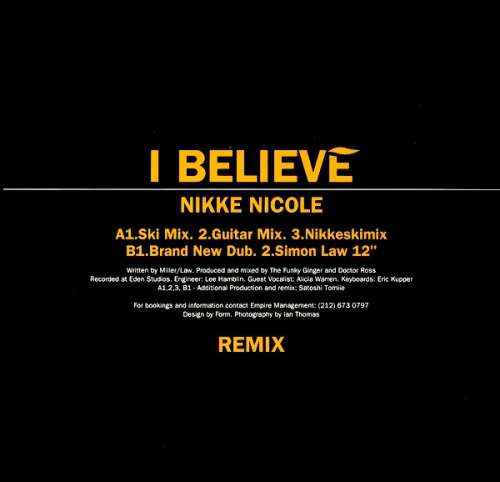 Cover Nikke Nicole - I Believe (Remix) (12) Schallplatten Ankauf