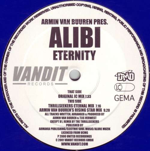 Cover Armin van Buuren Pres. Alibi - Eternity (12, Promo) Schallplatten Ankauf