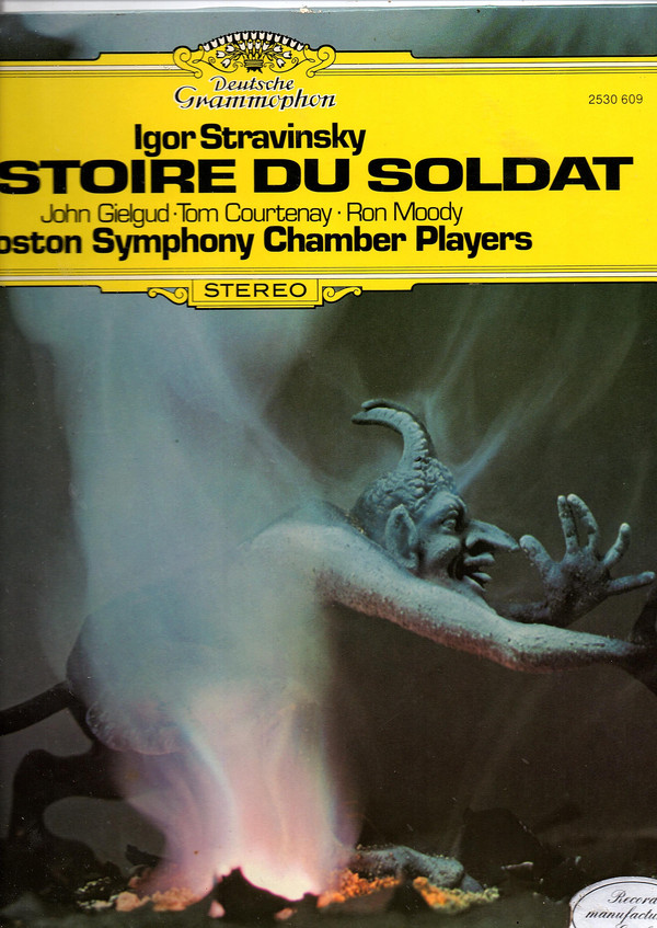 Cover Igor Stravinsky - John Gielgud · Tom Courtenay · Ron Moody, Boston Symphony Chamber Players - L'Histoire Du Soldat (LP) Schallplatten Ankauf
