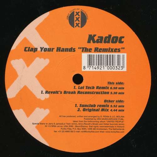 Cover Kadoc - Clap Your Hands The Remixes (12) Schallplatten Ankauf