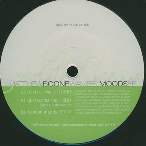 Cover Matthew Boone - Wambel Moods EP (12, EP) Schallplatten Ankauf