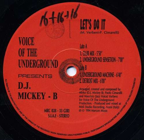 Bild Voice Of The Underground Present DJ Mickey B* - Let's Do It (12) Schallplatten Ankauf
