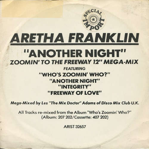 Cover Aretha Franklin - Another Night (Zoomin' To The Freeway 12 Mega-Mix) (12, P/Mixed) Schallplatten Ankauf