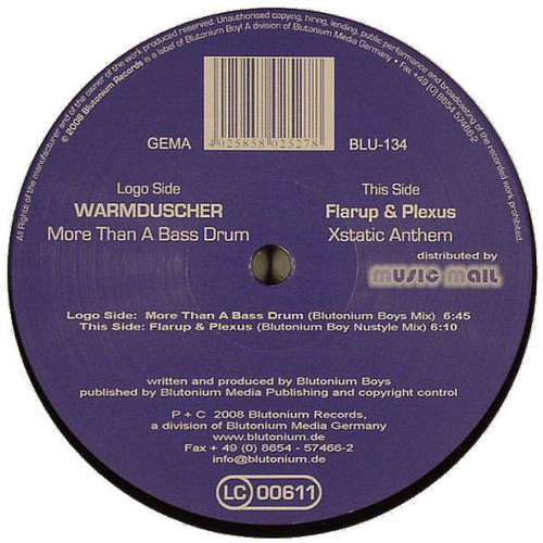 Cover Warmduscher / Flarup & Plexus (7) - More Than A Bass Drum / Xstatic Anthem (12) Schallplatten Ankauf