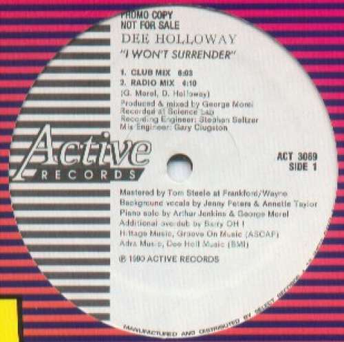 Cover Dee Holloway - I Won't Surrender (12, Single, Promo) Schallplatten Ankauf