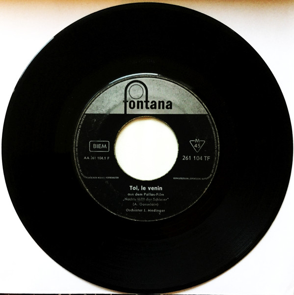 Cover Orchester J. Medinger* - Toi, Le Venin / Blues À La Nuit (7, Single) Schallplatten Ankauf