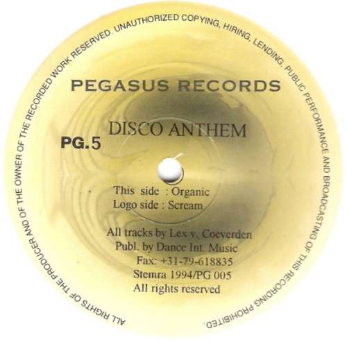 Cover Disco Anthem - Scream / Organic (12, Whi) Schallplatten Ankauf