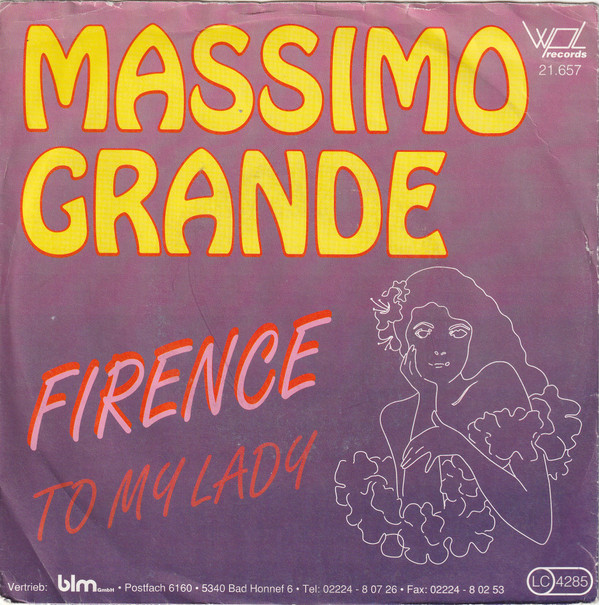 Cover Massimo Grande - Firence / To My Lady	 (7, Single) Schallplatten Ankauf