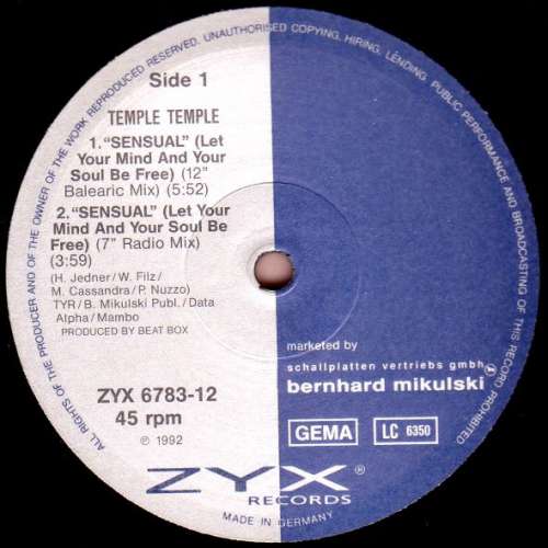 Cover Temple Temple - Sensual (12, Maxi) Schallplatten Ankauf