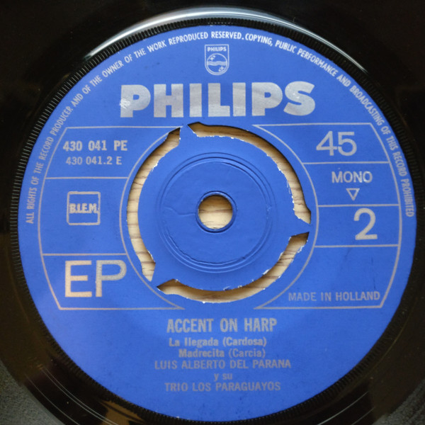 Cover Trio Los Paraguayos - Accent On Harp (7, Single, Mono) Schallplatten Ankauf