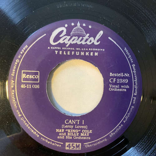 Cover Nat King Cole* - Blue Gardenia / Can't I (7, Single, Sty) Schallplatten Ankauf