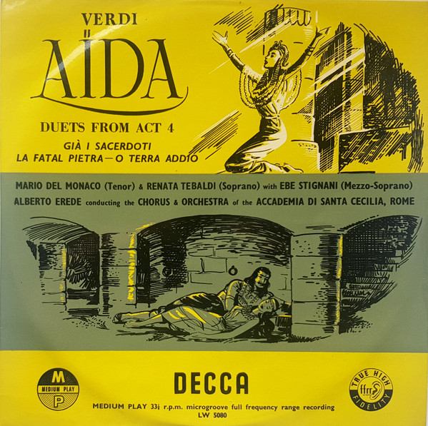 Cover Giuseppe Verdi, Renata Tebaldi, Mario del Monaco, Alberto Erede - AÏDA - Duets From Act 4 (10, Album) Schallplatten Ankauf