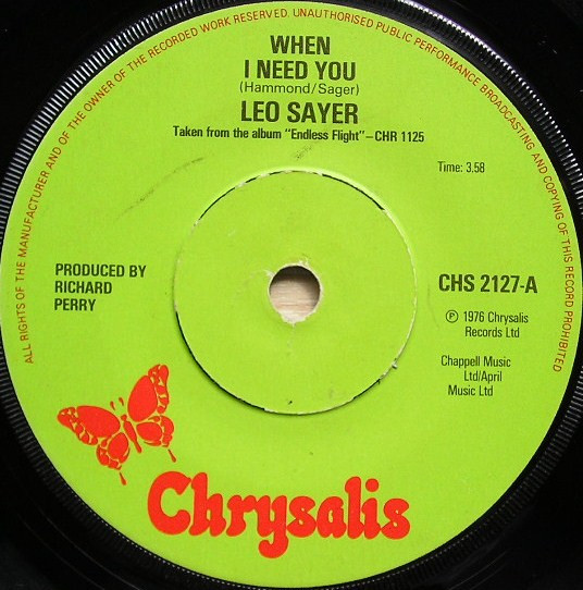 Cover Leo Sayer - When I Need You (7, Single, Sol) Schallplatten Ankauf