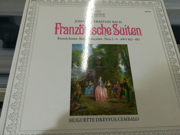 Cover Bach*, Huguette Dreyfus - Französischen Suiten - French Suites - Suites Françaises Nos. 1-4 BWV 812-815 (LP, Gat) Schallplatten Ankauf