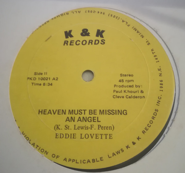 Cover Eddie Lovette - Gypsy Girl / Heaven Must Be Missing An Angel (12, yel) Schallplatten Ankauf