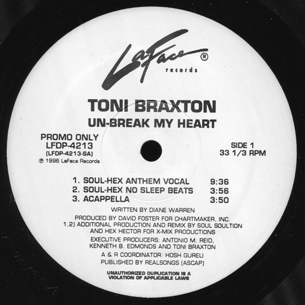 Cover Toni Braxton - Un-Break My Heart (12, Promo) Schallplatten Ankauf
