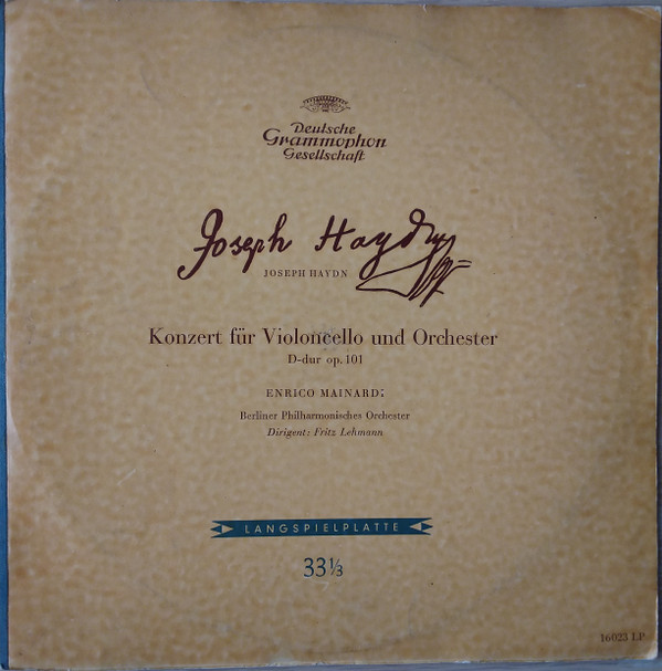 Cover Joseph Haydn, Enrico Mainardi, Fritz Lehmann, Berliner Philharmoniker - Konzert Für Violoncello Und Orchester D-Dur op.101 (10, Mono, Gat) Schallplatten Ankauf