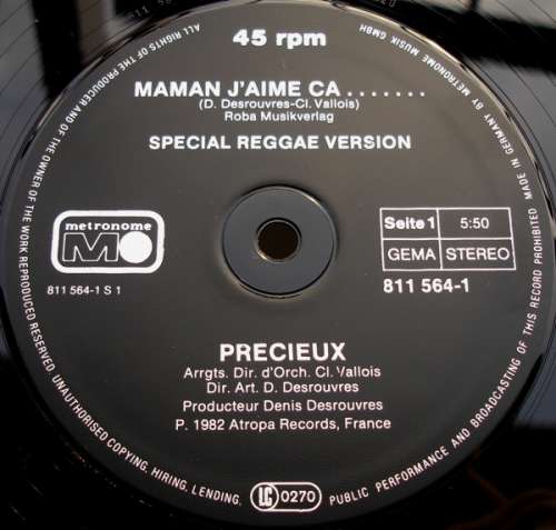Cover Precieux - Maman, J'aime Ca (12) Schallplatten Ankauf
