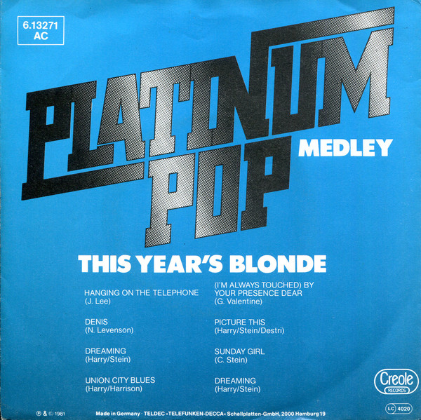 Bild This Year's Blonde - Platinum Pop (7, Promo) Schallplatten Ankauf