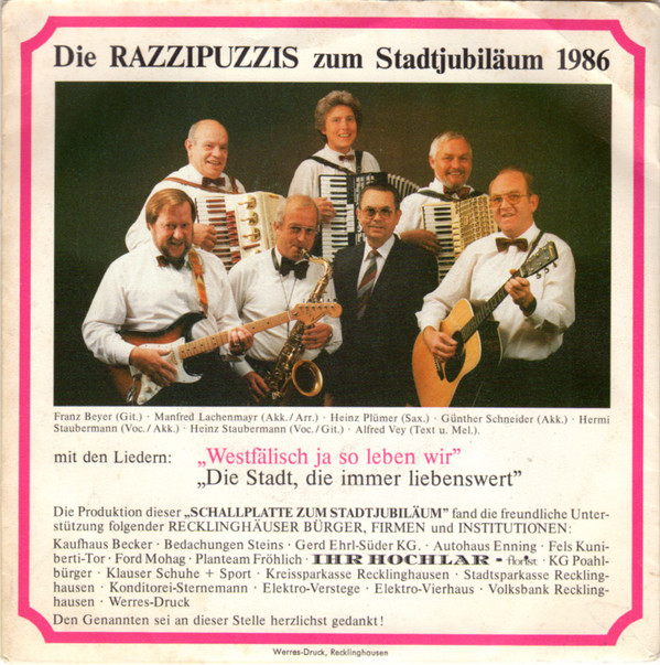 Cover Die Razzipuzzis - Die Razzipuzzis Zum Stadtjubiläum 1986 (7) Schallplatten Ankauf