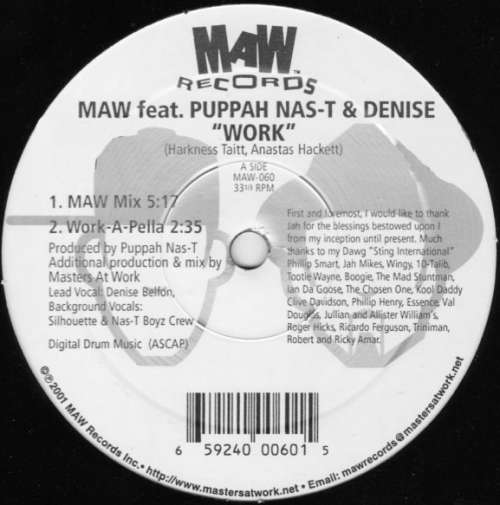 Cover MAW* Feat. Puppah Nas-T & Denise* - Work (12) Schallplatten Ankauf