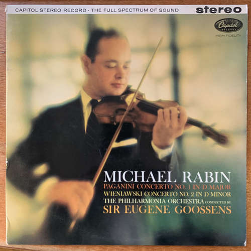 Cover Michael Rabin, Sir Eugene Goossens, Philharmonia Orchestra, Paganini*, Wieniawski* - Concerto No. 1 In D Major - Concerto No.2 In D Minor (LP) Schallplatten Ankauf