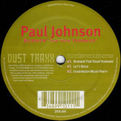 Cover Paul Johnson - Burnin' For Your Yearnin' (12) Schallplatten Ankauf