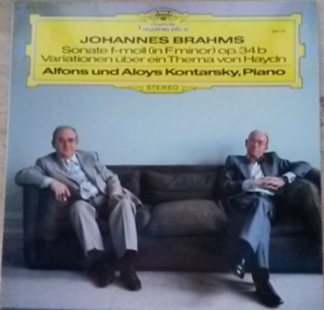 Cover Johannes Brahms - Alfons Und Aloys Kontarsky* - Sonate F-Moll Op. 34b / Variationen Über Ein Thema Von Haydn (LP) Schallplatten Ankauf