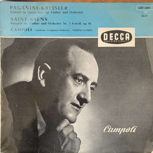Cover Campoli*, Paganini* - Kreisler*, Saint-Saëns* With The London Symphony Orchestra Conducted By Pierino Gamba - Concerto In One Movement / Concerto No. 3 In B Minor (LP, Album, Mono) Schallplatten Ankauf