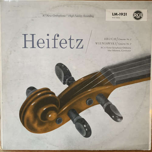 Cover Bruch*, Wieniawski*, Jascha Heifetz And RCA Victor Symphony Orchestra Conducted By Izler Solomon - Violin Concerto No. 2 In D Minor, Op. 44 / Violin Concerto No. 2 In D Minor, Op. 22 (LP, Album, Mono) Schallplatten Ankauf